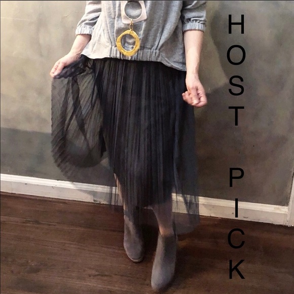 Banana Republic Dresses & Skirts - Banana republic grey pleated tulle midi skirt